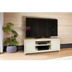 Modern Cream TV Cabinet - 2-Door Storage