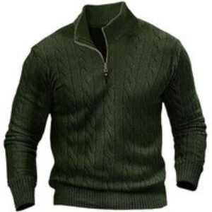 Men's Cable Knit Quarter-Zip Sweater - Soft Knit