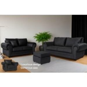 Verona Black Crushed Velvet Sofa Set - Modern Velvet 3-Seater