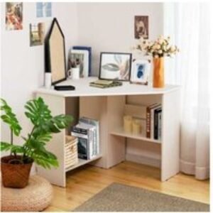 Contemporary Space-Saving Corner Computer Desk - Triangular Storage