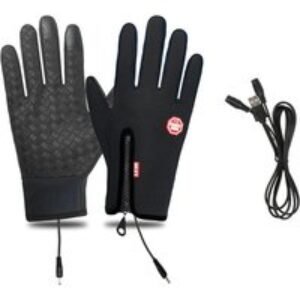 Unisex Black Thermal Heated Touchscreen Winter Gloves - Waterproof