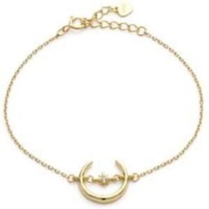 Elk & Bloom Dazzling 14k Gold Crescent Moon & Star Bracelet | Wowcher