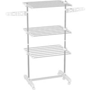 3-Tier Foldable Stainless Steel Clothes Airer - Portable Laundry Drying Rack | Wowcher