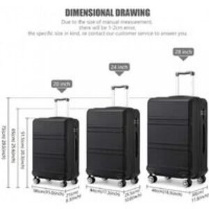 Kono Sculpted 3-Piece Durable Hardshell Suitcase Set with TSA Lock - Lightweight Spinner Luggage for Family Holidays & Summer Travel | Wowcher