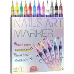 Professional Nail Art Drawing Pens Set - 12 Vibrant Colours