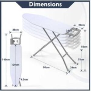 Full Size Ironing Board with Iron Rest and 7-Level Height | Wowcher