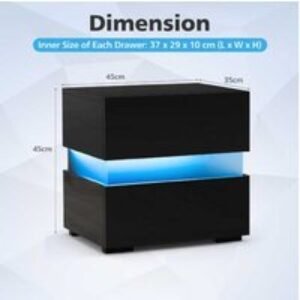 LED Bedside Table Nightstand with Storage Drawers - Modern Acrylic Accent Side Table for Living Room | Wowcher