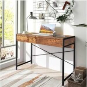 Solid Wood Computer Desk & TV Stand - Modern Storage Drawers