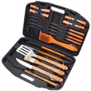 Stainless Steel BBQ Grill Tool Kit - 18-Piece Portable Outdoor Set | Wowcher