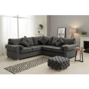 Olympia Plush Velvet Corner Sofa - Modern L-Shaped 5-Seater