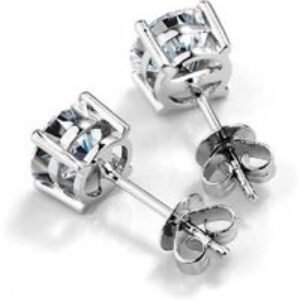 1/3 Ct Lab-Created Round Diamond Stud Earrings in 9K White Gold | Wowcher