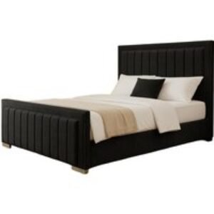 Black Houston Plush Luxury Bed Frame - Modern Sturdy Base