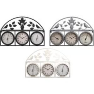 3-in-1 Garden Clock & Weather Station - Outdoor Wall Ornament