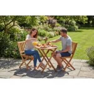 Acacia Hardwood Foldable Bistro Set - 2-Seater Outdoor Dining Furniture | Wowcher