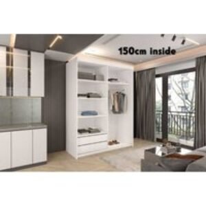 Noda Contemporary Sliding Door Wardrobe - White