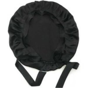 Black 100% Mulberry Silk Elastic Hair Bonnet Sleeping Cap for Women - Frizz-Free