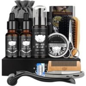 Beard Grooming Kit for Men - All-in-One Beard Care Set with Natural Oils & Travel Bag | Wowcher