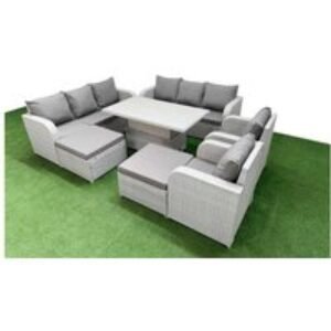 PE Rattan 10-Seater Reclining Dining Set with Adjustable Table | Wowcher