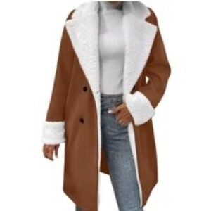 Green Women's Double Breasted Shearling Parka Jacket - Thermal-Lined