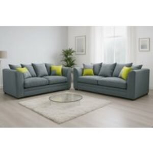 JJ Plush Velvet 3+2 Seater Sofa Set - Modern Scatter Back | Wowcher