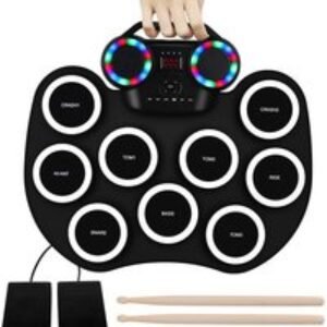 Foldable Silicone Electronic Drum Kit with LED Display - Portable