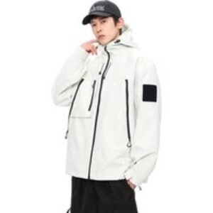 Unisex Black Unisex Waterproof Hooded Parka Jacket - Lightweight Raincoat