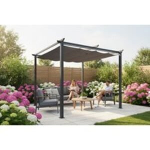 PRICE DROP! 10ft x 14ft Garden Pergola With LED Lighting and Waterproof Awning - 2 Options | Wowcher