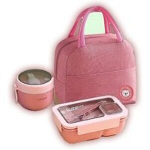 3Pc Leakproof Bento Box Set with Lunch Bag - 4 Colours | Wowcher