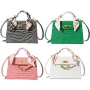 Unisex Black Designer  nspired Crocodile Pattern Satchel - 2 Sizes & 6 Colours | Wowcher