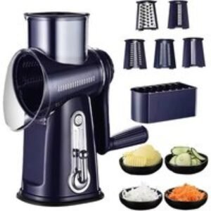 5-in-1 Multi-Function Rotary Vegetable Grater & Slicer with Storage - Compact Kitchen Appliance | Wowcher