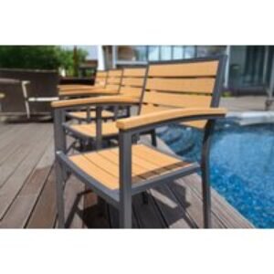 Weather-Resistant Syn-Teak Garden Arm Chair - Aluminium Frame
