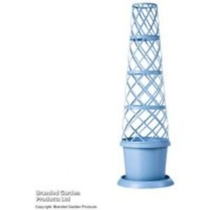 Mayan Blue Climbing Plant Tower Pot with Trellis Frame - Weather-Resistant