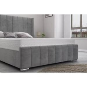 Grey Ottoman Storage Bed with Winged Headboard - Double