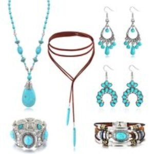 8 Piece Bohemian Turquoise Jewellery Set | Wowcher