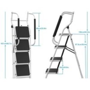 Step Folding Ladder Stool Non-Slip Steel - Heavy Duty
