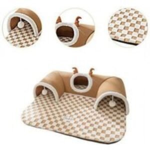Velvet Cat Tunnel Bed Playground - Interactive Plush Hideaway