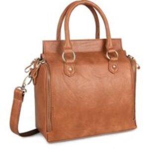 Black Women's Retro Faux Leather Multi-Pocket Tote Bag | Wowcher