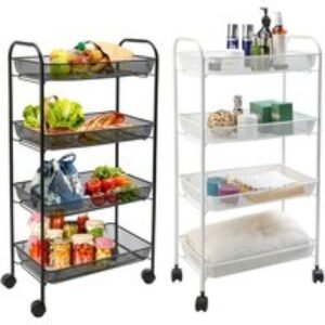 Alex Nash 4-Tier Metal Storage Trolley - White or Black | Wowcher