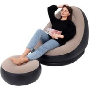 Inflatable Lounge Chair with Footstool - 5 Colours | Wowcher