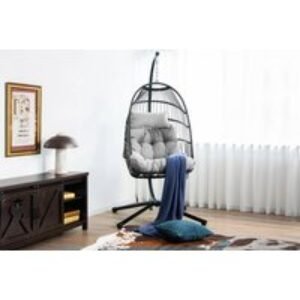 Rattan Hanging Swing Egg Chair with Weatherproof Cushion & Protective Cover! | Wowcher