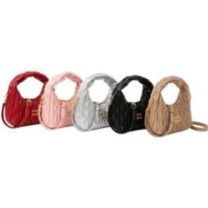 Unisex Black Designer  Matelassé Leather Mini Hobo Bag - 6 Colours | Wowcher
