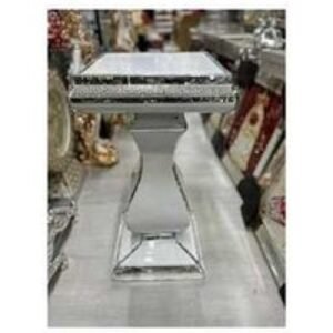 Large Mirrored Crystal End Table - Contemporary Italian Glass