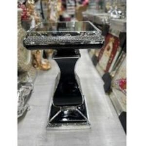 Large Mirrored Crystal End Table - Contemporary Glass Side Table
