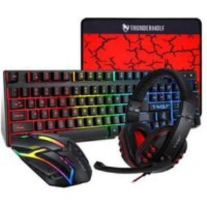 4-in-1 RGB Mechanical Gaming Keyboard Bundle - LED Backlit 104-Key