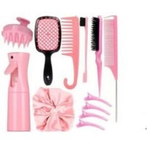 Professional 12-Piece Haircare & Styling Detangler Brush Set with Spray Bottle - All Hair Types