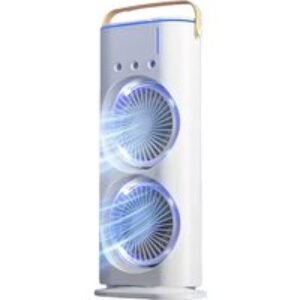 Portable Misting Fan with Dual 180° Rotating Heads & USB Rechargeable LED Display! | Wowcher