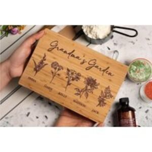 Personalised Bamboo Cutting Board with Custom Flower Engraving | Wowcher