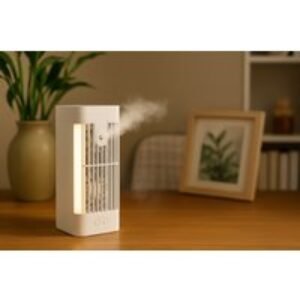 Mini USB Air Cooler Fan with Rechargeable Battery & Night Light - Portable