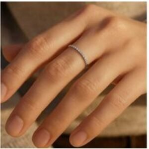 Moissanite Eternity Wedding Ring for Women - Simulated Diamond Band in Silver or Gold | Wowcher