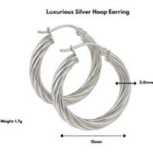 Sterling Silver 3mm Twisted Creole Hoop Earrings - Classic Polished Design